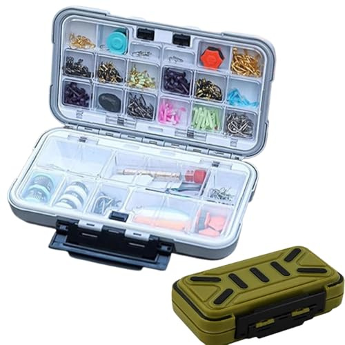 Eterspr Scatola per Attrezzatura, Contenitore per Esche Impermeabile, Pesca Scatola Organizzatore, con Scomparti Individuali Regolabili Adatto come Regalo per Canne da Pesca