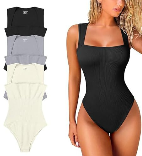 BnMvF Bodysuits senza maniche per il controllo della pancia con collo quadrato Shapewear senza cuciture, Bodysuits a compressione per le donne (Nero,L)