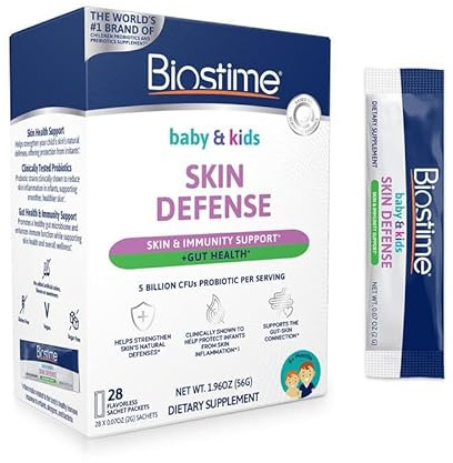 Biostime Baby & Kids Skin Defense | Helps Protect from Skin Inflammation † | 5 Billion CFUs | Gut Support | Clinically Tested Probiotics Strains | 28 Sachets