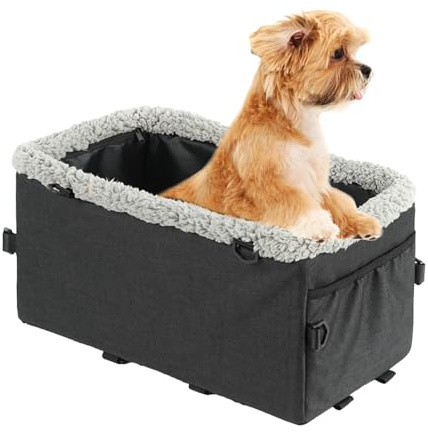 Asientos de Coche para Perros pequeños, Asiento de Perro para el Coche - Asiento de Coche de la compañía de apoyabrazos Desmontable | Automobile Console Console Cama de Gato con Correas