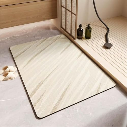 Tappeto Bagno Assorbente Piccolo 60x90cm Tappetino da Bagno Asciugatura Rapida Bath Mat, Door Mat, Lavabile Tappeto in Pietra per Doccia, Zerbino Ingresso, Tappetino Doccia per Vasca WC Beige 6-197