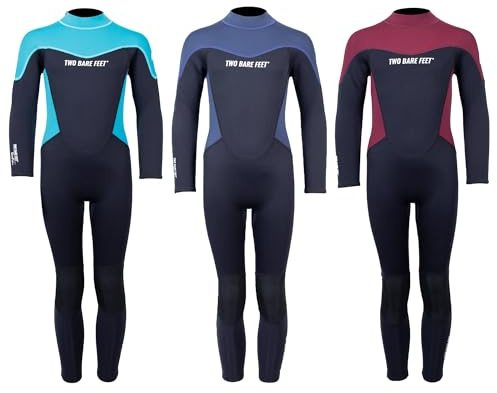 Two Bare Feet Kids Thunderclap 5/4mm Neoprene Winter Wetsuit – Thick, Full Length, Warm & Flexible Design for Cold Water Surfing, Diving, Swimming & Watersports