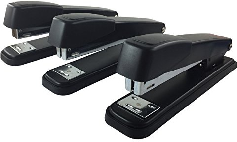 Clipco Stapler with 2000 Staples Each Metal Full Desk Size Black (3-Pack)