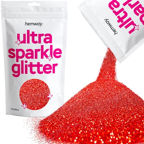 Hemway Ultra Sparkle Glitter Red 100g | Glitter for Arts & Craft, Makeup, Nail Art, Crafting, Card Making, Sparkle Decoration