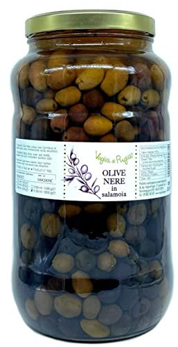 Voglia Di Puglia Olive Italiane Nere Peranzana In Salamoia 1.8 kg Sgocciolato