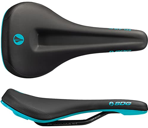 SDG Bel-Air V3 Turquoise Max Saddle – Black Microfibre Top | MTB, Trail & Gravel Comfort Saddle with Cut-Out & Lux-Alloy Rails