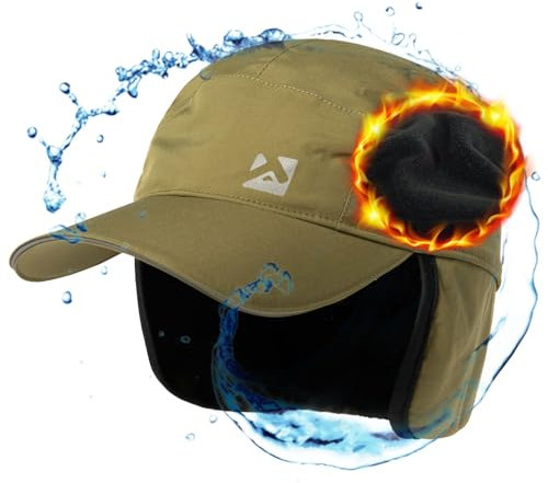 TOP-EX Übergroße XL/XXL Herren Damen Grüne wasserdichte Winter-Baseballkappe mit Fleece-Ohrklappen Fallensteller-Hut für kaltes Wetter große Köpfe Extra-Groß