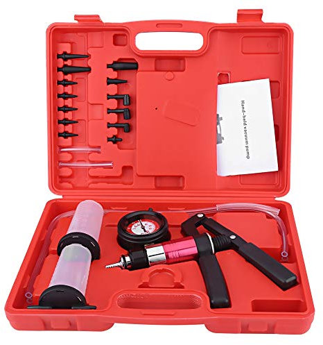 Bremsenentlüftungsgerät, Bremsentlüftungssatz Manometer Hand Vakuumpumpe Tester mit Adaptern Bremsflüssigkeit Ersatzwerkzeug für Auto Motorrad LKW