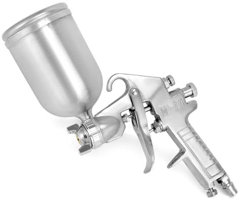 QWORK® Lackierpistole, Farbspritzpistole mit Fließbecher, 400ml Volumen, Ø 1.5 mm Spritzdüse, für Farbarbeiten