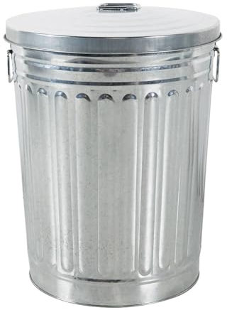HAC24 Zink Abfalleimer mit Deckel 58 Liter Silber Outdoor Garten Mülleimer Tonne Mülltonne Zinktonne Abfalltonne
