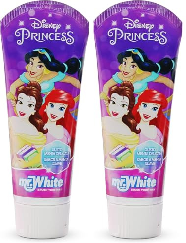 Dentifricio per bambini Disney Princess – Fluoro e calcio per denti forti, protezione smalto e prevenzione della cavità, sapore fresco di menta, vitamina E per gengive sane, senza zucchero, sicuro per
