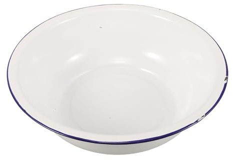 OUNONA Bassin de trempage des pieds en émail : bassin de pédicure de 40 cm de profondeur – bassin de trempage en émail pour le visage et les pieds – bassin de lavage multi-usages pour le camping