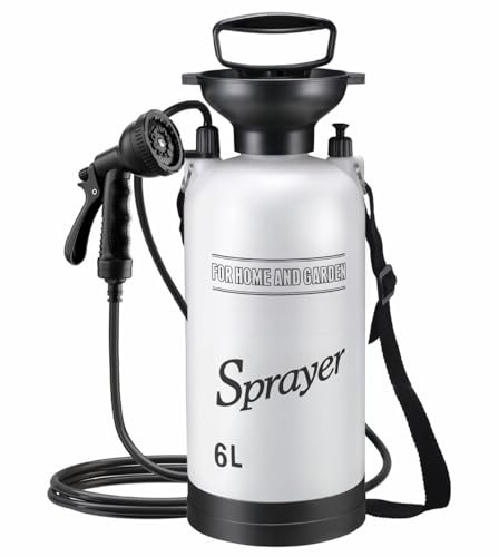 Grtheenumb Portable Shower Pump, Portable Camping Shower, 6L with 10 Modes Sprayer Head and 9.84ft Hose for Garden Picnic Hiking Beach Car Cleaning