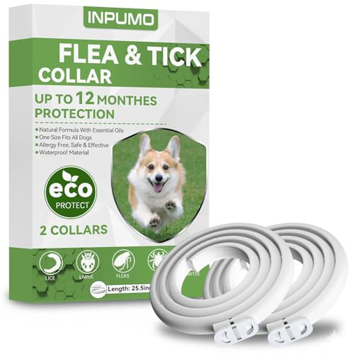 Collier Anti Puces pour Chien, Réglable Collier Antiparasitaire Chien 12 Mois, Naturel Imperméable Élimine Puces, Tiques, Poux, Essentielles 100% Naturelles 2pcs