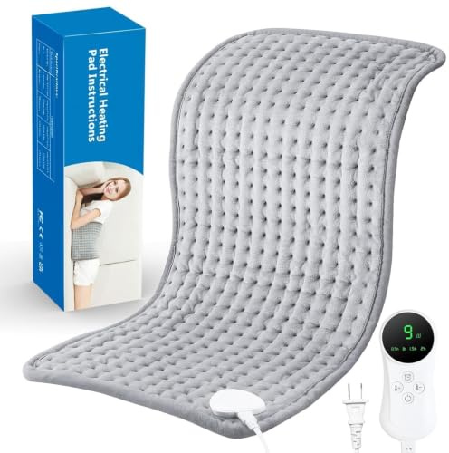 Heating Pad 24 x 12 inches Electric Heating Pad for Back, Shoulder, Neck, Knee, Arms Heat Pad 4 Timer Auto Shut Off & 9 Temperature