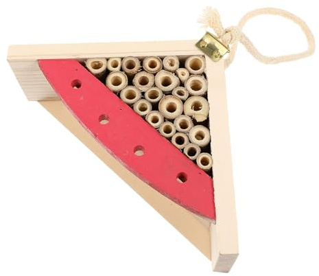 Homoyoyo Casa de Madera para Insectos Nido para Abejas, Refugio para Hibernación, Color Rosa, Material Madera Hierro y Cuerda, Adecuado para Jardín Exterior