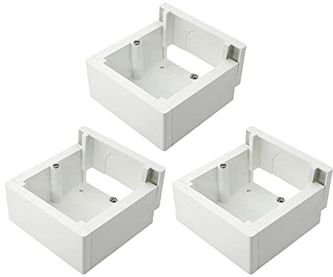 ELS Pack de 3 cajas de superficie enlazable 85x85x42mm, Blanco, Plástico, no resistente al agua