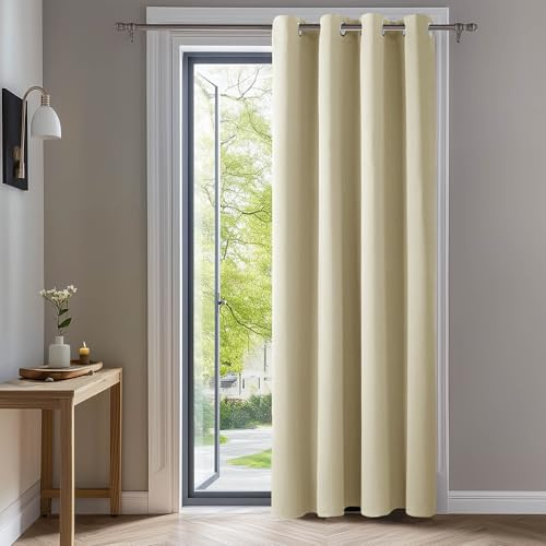 Deconovo Thermal Insulated Room Darkening Curtain Eyelet Curtain for Bedroom 52x 90 Beige 1 PANEL