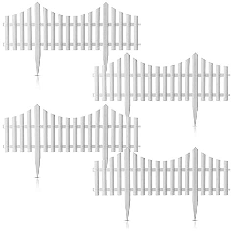 Gusengo 4pcs Staccionata In Plastica Estensibile, Bordo Da Giardino In Plastica Staccabile Impiombabile, Recinzione Da Giardino 60x32cm Bianco Minimalista