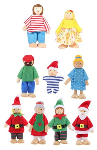 HEMOTON 36 Weihnachten aus Holz Kinderspielzeug Babydoll Weihnachten Dolls Spielzeuge Spielset aus Holz Rollenspielspielzeug Spielzeug für Familienrollenspiele hölzern Marionette
