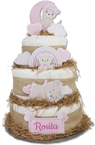 Tarta de pañales 3 pisos modelo OSITAS - Regalos para recién nacido - baby shower - TARTAS DE PAÑALES Y MÁS