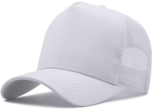 YAMEE Basekeps herr stort huvud hög krona XXL, baseballkeps män sommar andas mesh, basebollkeps damer justerbar lätt, keps unisex utomhus solskydd, truckerhatt, Vit, L