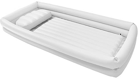 Aufblasbare Bettbadewanne, medizinisches Nachttisch-Waschbecken-Set mit weichem Luftkissen, faltbares tragbares PVC-Duschset für den Innenbereich für ältere Menschen, behinderte Erwachsene und S