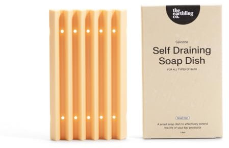 The Earthling Co. Self Draining Soap Dish Silicone Soap Holder to Prevent Mushy Bars and Extend Bar Life, Shampoo and Conditioner Bar Tray for Bathroom, Shower, Countertops (Small Dish)