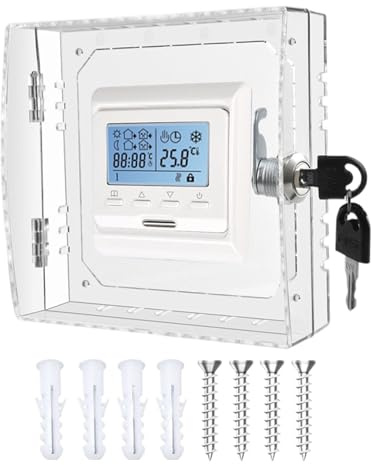 Rrlihjgu Cubierta Transparente para Termostato - Protector con Cerradura y Llave | Caja de Bloqueo para Montaje en la Pared