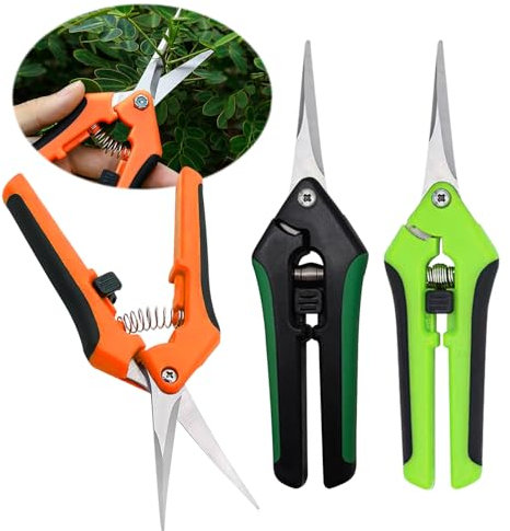 3 Pièces Secateur de Jardin,Secateur Acier Inoxydable,Ciseaux Bonsai Précision Plage de CoupeØ5mm,Cisaille de Jardin pour Branche,Bonsaïs,Légumes,Fleur et Fruits, Broussailles-Vert/Orange/Noir