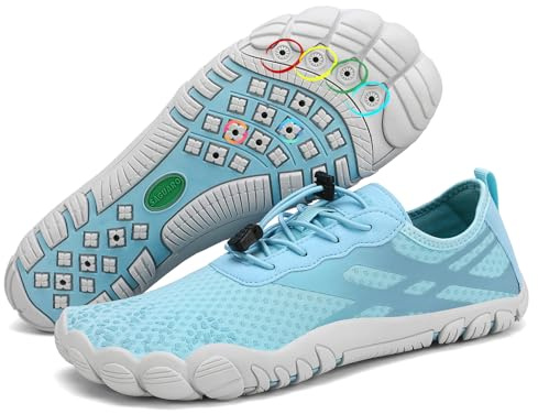 SAGUARO Escarpines Mujer Zapatillas Agua Hombre Secado Rápido Barefoot Zapatos de Agua Antideslizante Escarpines Surf Ligeras Zapatillas Minimalistas para Playa Snorkel Kayak Natación Azul,Gr.39