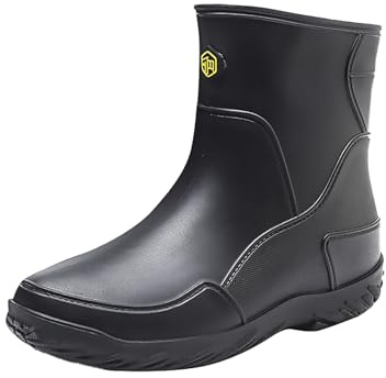 Mens Waterproof Wellington Boots, Garden Boots For Men Ankle Short Wellies Rubber Garden Wellies For Fishing, Walking Half Height Lightweight Rain Breathable Boot