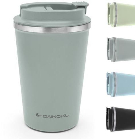 Daikoku Vaso Termico Hermetico 350ml Acero Inoxidable | Tapón Rosca Antigoteo y Antifugas | Doble Pared Aislante Sin BPA | Bebidas Frías 12h y Calientes 5h | Color Gris