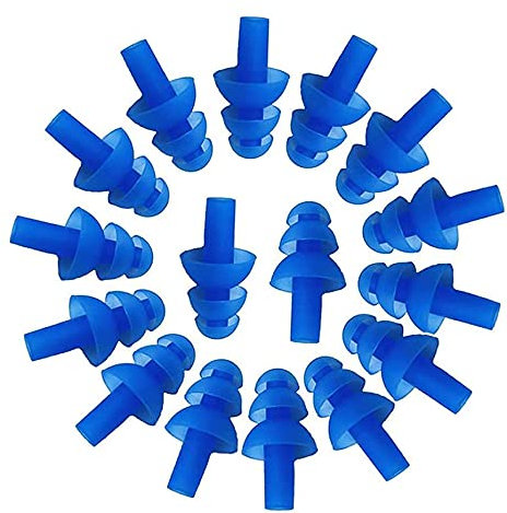 WADY Silikon-Ohrstöpsel, weiche Ohrstöpsel, flexibel, zum Schwimmen, reduziert Lärm beim Schlafen, aus weichem Silikon, um bequem zu sein, Blau, 16 Stück