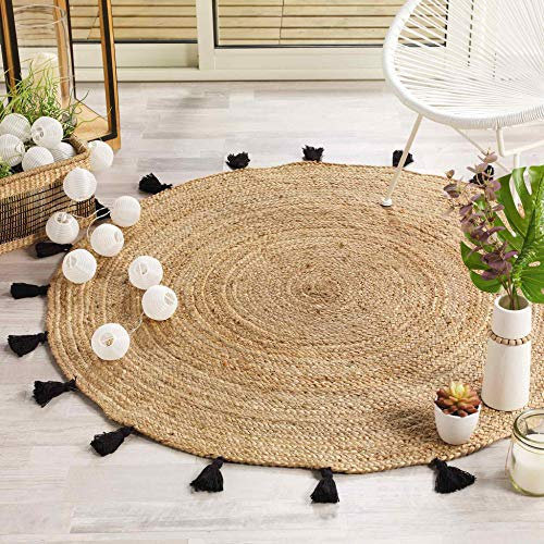 Douceur d'Intérieur Shira Runde Deko-Matte, Jute, Schwarz, (0) 120 cm