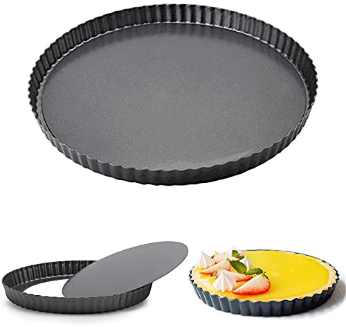 LANYOTA Tarteform Quicheform, Tarteform mit Hebeboden Backform, Obstkuchenform, Tortenform, Quiche Tartelette Förmchen, Antihaftbeschichtung Pie Form Backform (1 Stück-28CM)