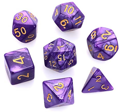 Abeillo 7 Stück DND Würfel Set für Dungeon und Dragons, Polyedrische Würfel RPG Rollenspiele Tischspiele D&D D20 D12 D10 D8 D6 D4 (Violetter)