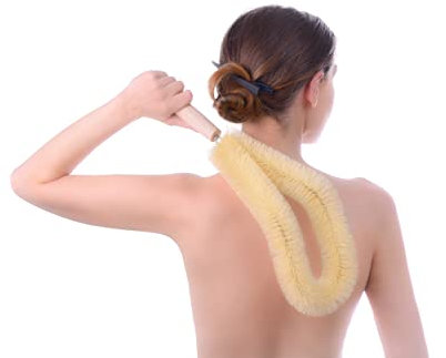 Spazzola ergonomica per la schiena, spazzola da bagno, naturale e vegana, peeling, spazzola per doccia, spazzola massaggiante, extra lunga 50 cm