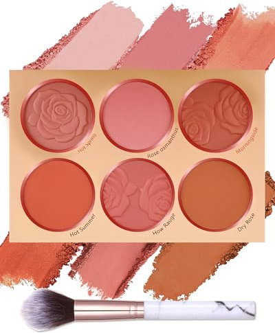 Rouge Palette mit Rougepinsel-6 Farben Matte Blush Puder,langanhaltende Schweißresistente Nicht Fettige Blush Glow Brighten Skin für Tägliches Make Up, Christmas Contour Pressed Powder Blush Palette-2