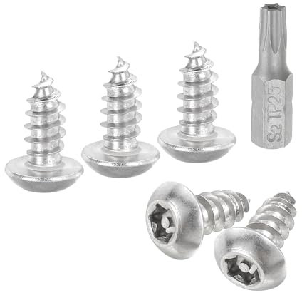 QUARKZMAN M5 x 12mm Viti per Lamiera di Sicurezza a Testa Tonda Torx, 50pz Viti Autofilettanti Antimanomissione Acciaio Inossidabile 304, Viti Legno Antifurto con Punta T25 (Argento)