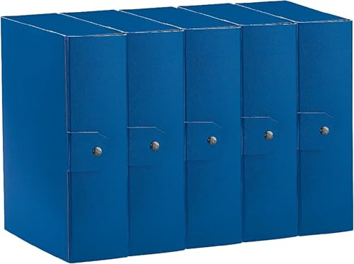 Esselte C30 Eurobox 390330050 - Carpeta proyectos para archivar, cierre con botón, 25 x 35 cm, lomo 10 cm, azul, paquete de 5 unidades