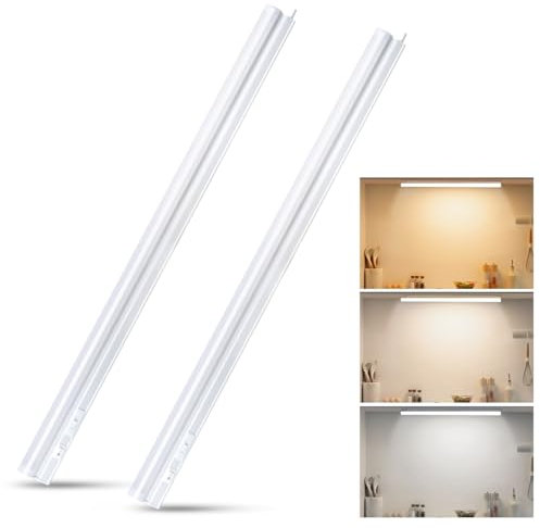 Aigostar LED Sottopensile Cucina con Interruttore 9W CCT 990LM Barra LED Sottopensile IP20 230V, 3000K/4000K/6500K, Adatto a cucina, armadio, scaffali. 572 * 34 * 23mm, 2 pcs