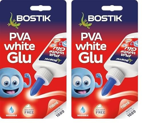 Bostik PVA Glue, Solvent Free Glue for Arts and Crafts, Dries Clear, 118ml bottle (Pack of 2)