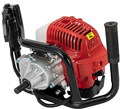 Tarière monocylindre à 2 temps - Haute efficacité de travail - Moteur - Tarière à essence - Avec réservoir de carburant - Sac de rangement - Poche transparente à huile - Essence 52 CC 6500 tr/min