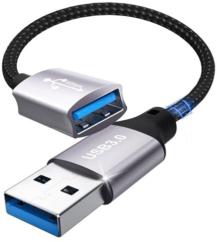 Extension USB 3.0, rallonge USB 5 Gbps 0,2 m câble d'extension US B A vers A pour mémoire, lecteur de cartes, clavier, imprimante, scanner, caméra, souris, écouteurs, concentrateur USB, imprimante