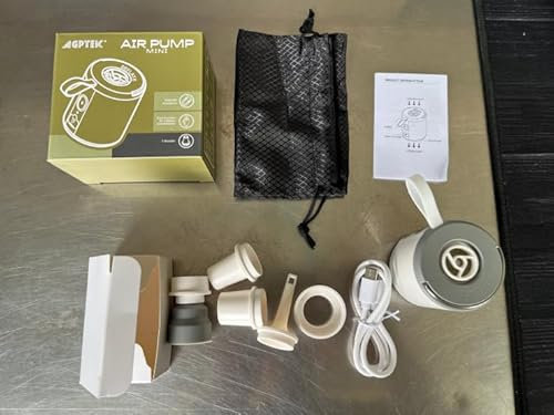 AGPtek Electric Air Pump, 1600mAh Portable Air Pump with Fast Inflating, Rechargeable Electric Pump with 4 Nozzles for Kids Paddling Pool, Swimming Pool, Airbed, Inflatable Boat