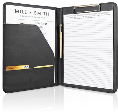 OOWOLF Padfolio with Clipboard Portfolio Binder for Resume, Legal Document, Business Office Conference, Legal Pad Portfolio Folder for A4 Letter Size Notepad, 8.5 x 11 inch, with 1 Ruled Notebook