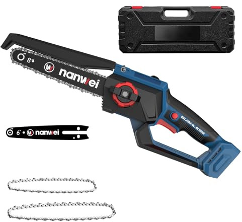 NANWEI Mini motosega da 8 pollici per batteria Makita 18 V, motosega a mano, motore brushless, motosega senza fili per tagliare legno e tagliare alberi (senza batteria)