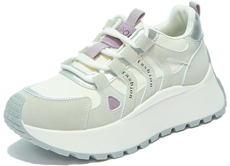 Trcloltc Dammode Chunky plattform sneakers söta, nät bomullsfoder, minnesskum innersula, 4 cm klack, flerfärgad