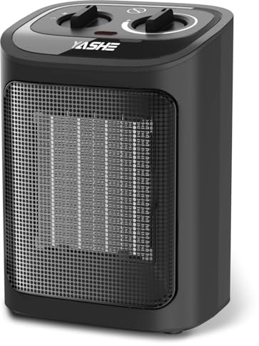YASHE Portatile Stufa Elettrica 1500W, Temperatura con 3 Modalità, Termostato, Protezione da Surriscaldamento e Ribaltamento, in ceramica PTC Para Dormitorios, Oficinas
